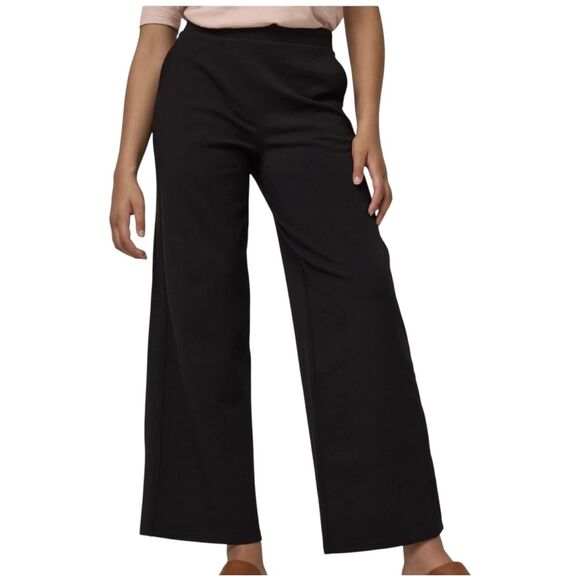 Armani Collezioni Pants Womens 10 Black Wide Leg Wool Trousers Made Italy Office - Picture 1 of 15